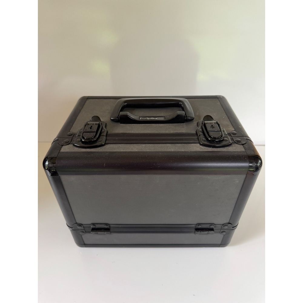 MAC Cosmetics Professional Makeup Train Case Organizer Black Grey Tiered Trays